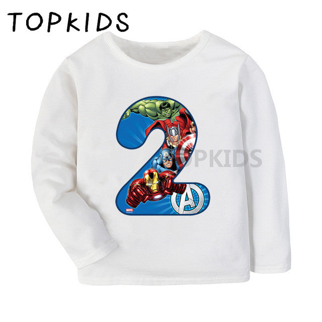 Marvel Kid Number 1~9 Avengers Themed Birthday T-shirt