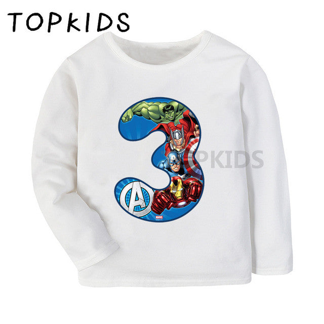 Marvel Kid Number 1~9 Avengers Themed Birthday T-shirt