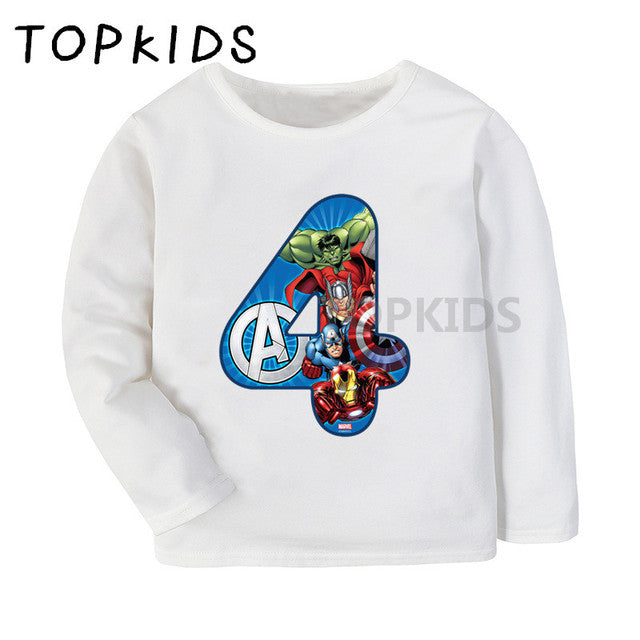 Marvel Kid Number 1~9 Avengers Themed Birthday T-shirt