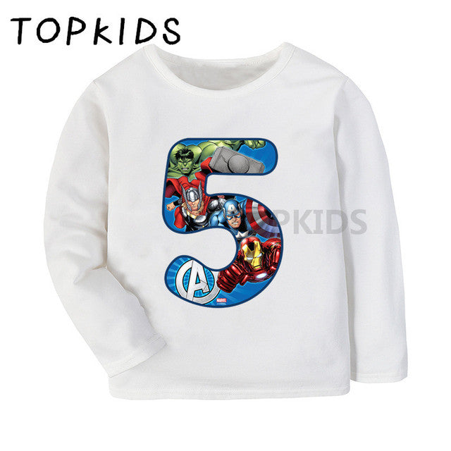 Marvel Kid Number 1~9 Avengers Themed Birthday T-shirt