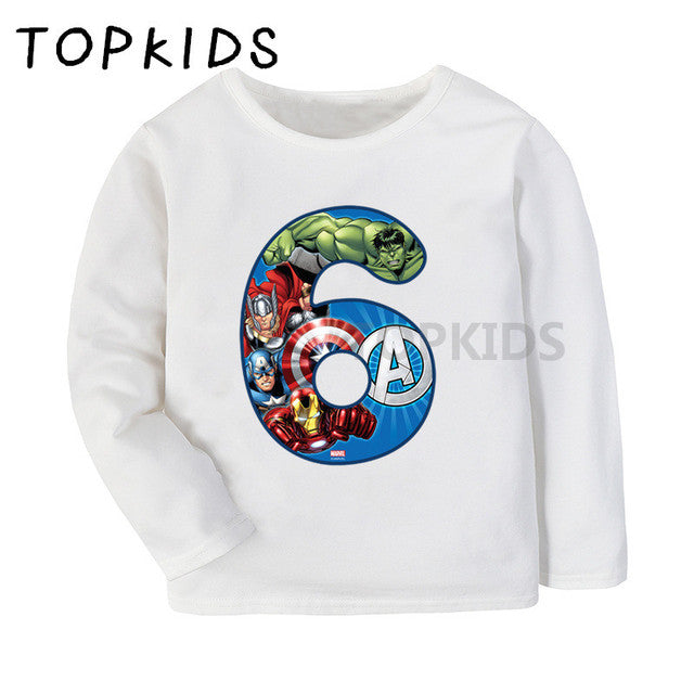 Marvel Kid Number 1~9 Avengers Themed Birthday T-shirt