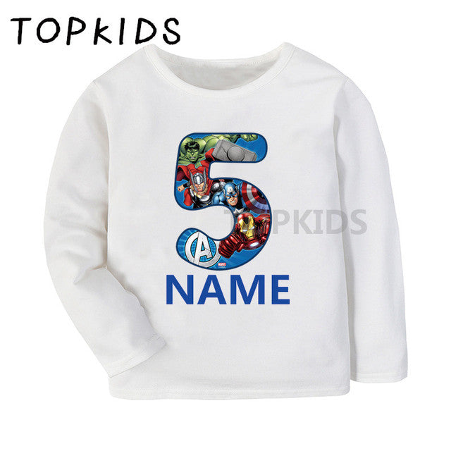 Marvel Kid Number 1~9 Avengers Themed Birthday T-shirt