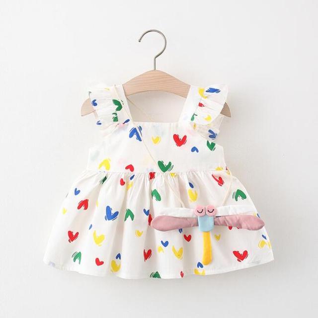 Korean Cute Print Sleeveless Cotton Beach Dress+Sunhat Princess Dresses