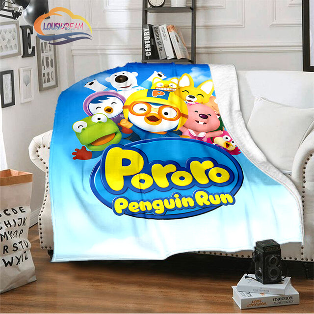 Lovely Korean Cartoon Pororo Flannel Blanket