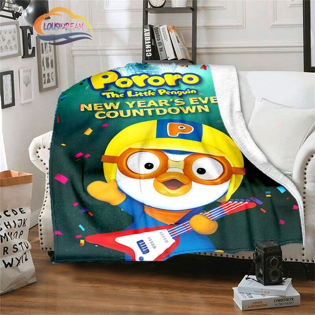 Lovely Korean Cartoon Pororo Flannel Blanket