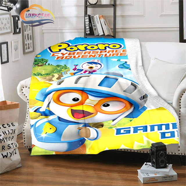 Lovely Korean Cartoon Pororo Flannel Blanket