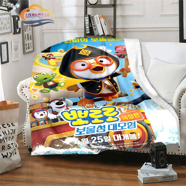 Lovely Korean Cartoon Pororo Flannel Blanket