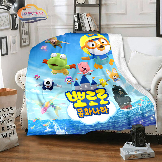 Lovely Korean Cartoon Pororo Flannel Blanket