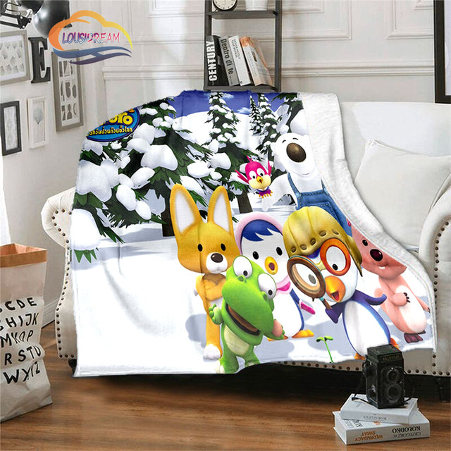 Lovely Korean Cartoon Pororo Flannel Blanket