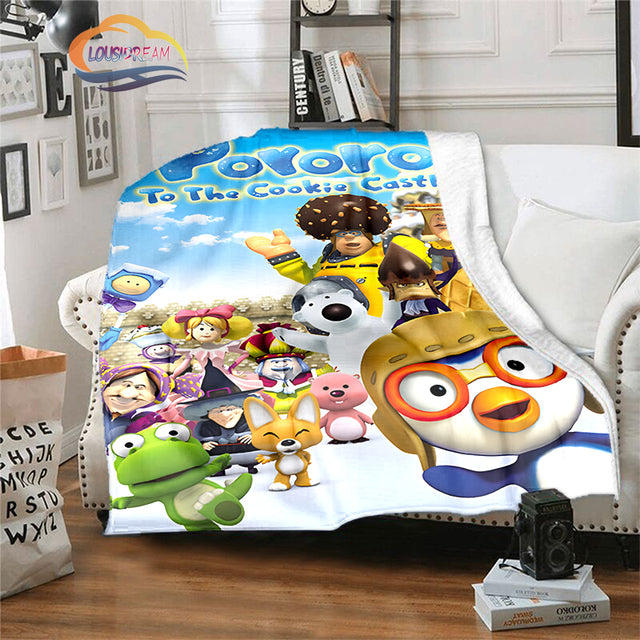 Lovely Korean Cartoon Pororo Flannel Blanket