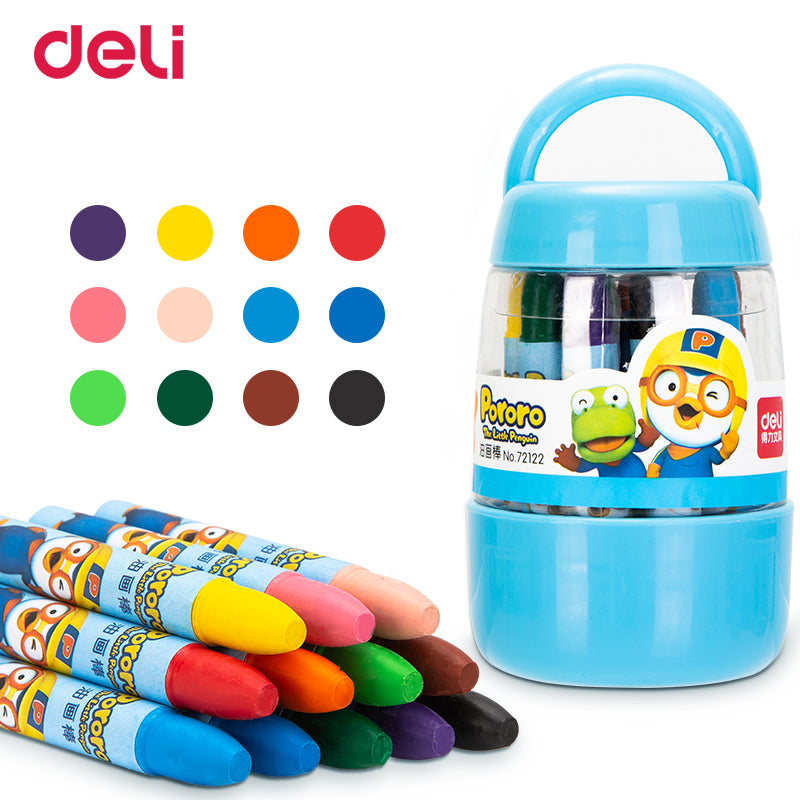 Deli x Pororo 12/18/24/36 Colors Per Box Oil Pastel Wax Crayon