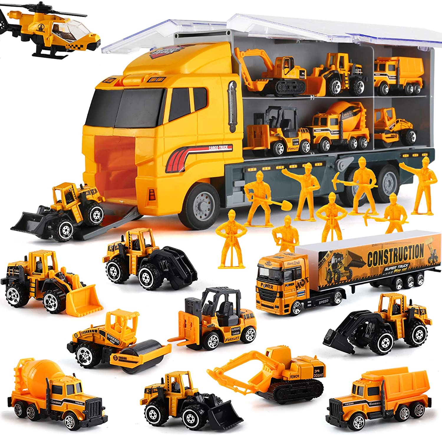 Toys Vehicle Transporter Car Set - Engineering, Police, Military, Rescue Cars