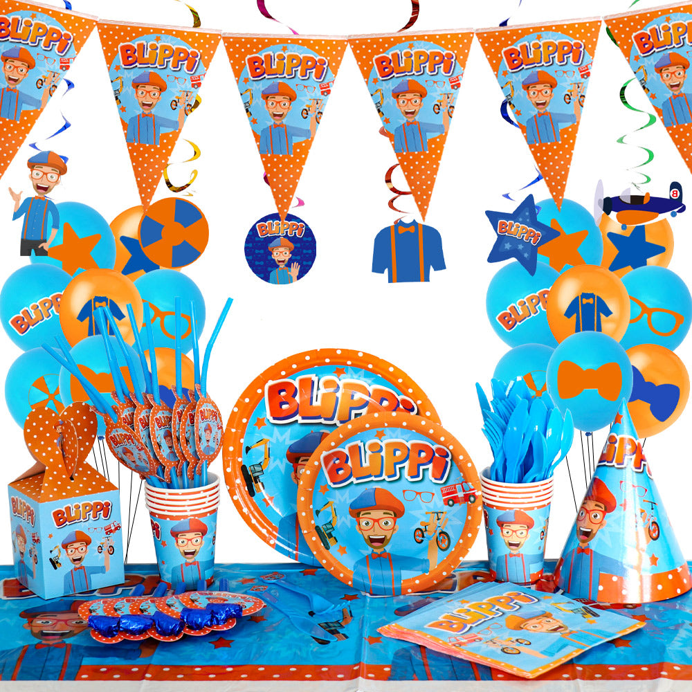 Blippi English Teacher Theme Party Decorations Disposable Tableware Set