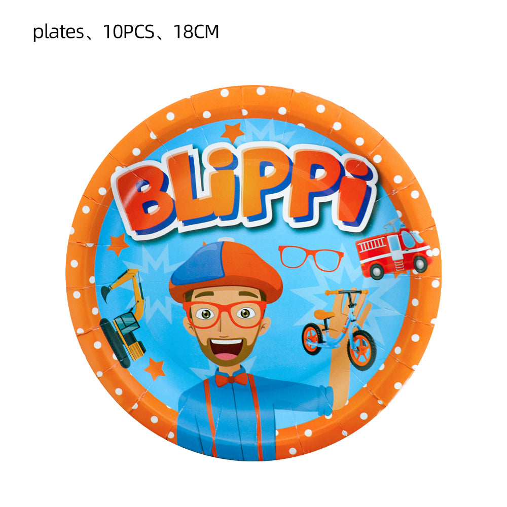 Blippi English Teacher Theme Party Decorations Disposable Tableware Set