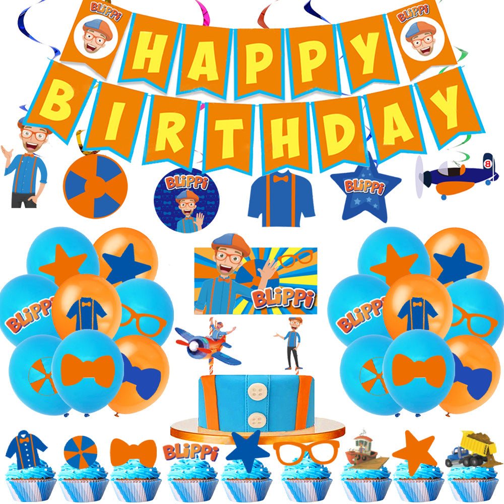 Blippi English Teacher Theme Party Decorations Disposable Tableware Set