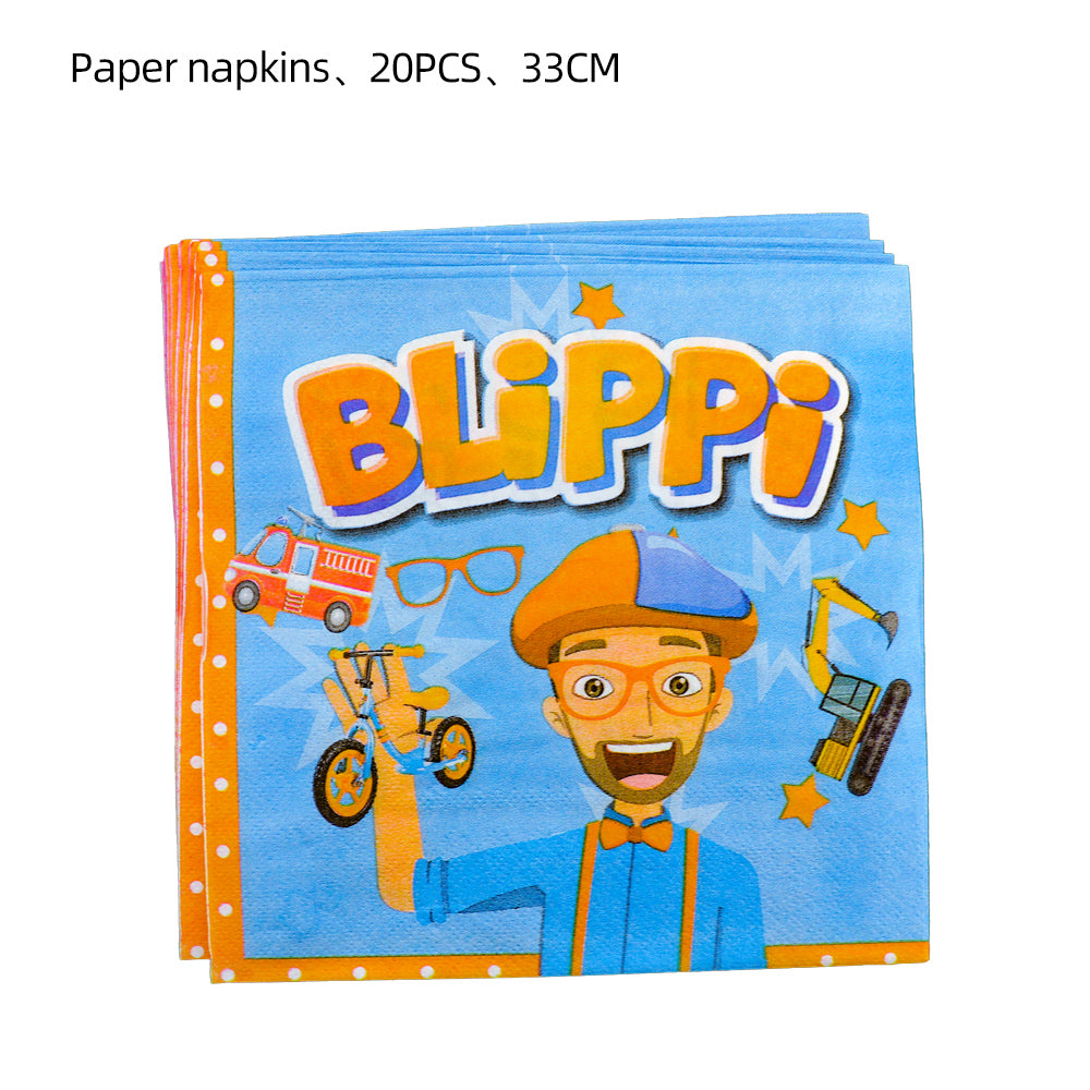 Blippi English Teacher Theme Party Decorations Disposable Tableware Set