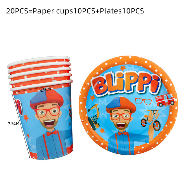 Blippi English Teacher Theme Party Decorations Disposable Tableware Set