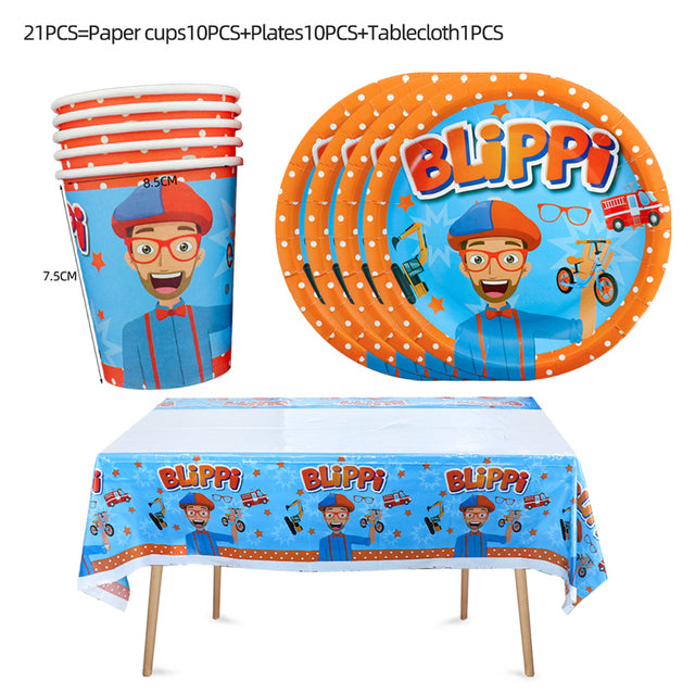 Blippi English Teacher Theme Party Decorations Disposable Tableware Set