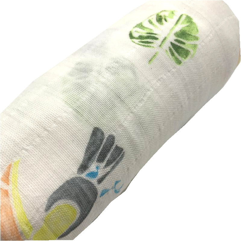 100% Organic Cotton Cute Printed Bird and Parrot Muslin Blanket for Newborn Baby Swaddle Wrap Comfy Infant Bedding Blankets